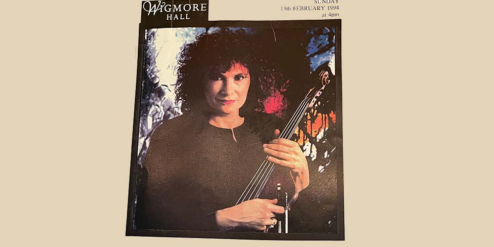 picture of poster for Rivka Golani's performance at Wigmore Hall in 1994